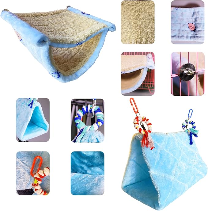 2Pcs Bird Bed for Cage Hanging Hammock Snuggle Hut Parrot Sleeping Bed Tent Toy Bird Nest Perch for Parakeet Budgies Cockatiels Cockatoo Finch Conures