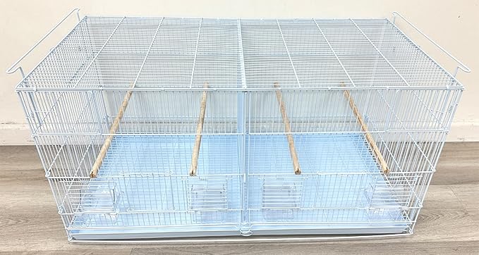 Extra Large 36" x 18" x 19"H Lot of Two Stackable Breeder Bird Flight Breeding Cage Side Breeding Nest Box Door with Center Divider