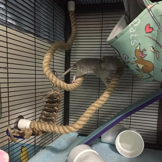 42 Inch Natural Rope (Thick) - Thick Flexible Bendable Climbing Rope Perch Cage Accessory Toy - Sugar Gliders, Squirrels, Degus, Marmosets, Monkeys, Parrots, Birds, Rats & Other Small Pets