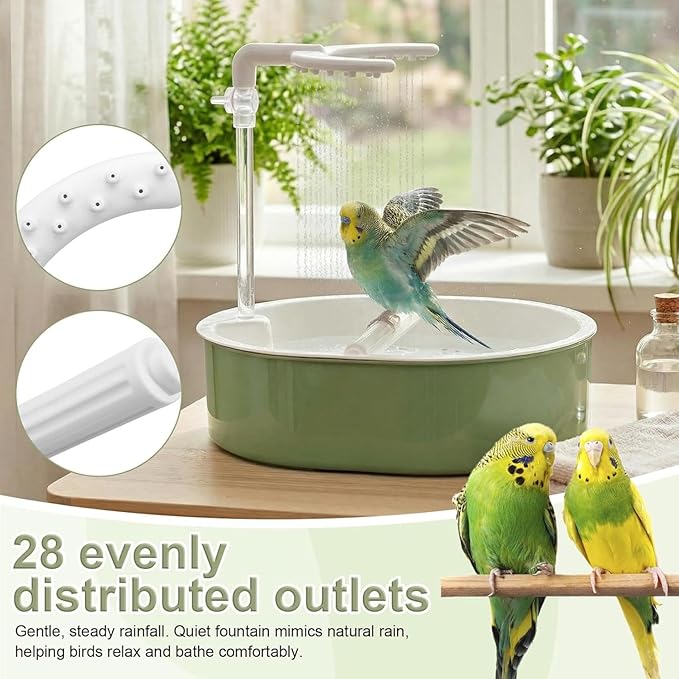 Automatic Birds Shower, Bird Accessories, Birds Bath Tub with Circulating Water Faucet, Bird Shower Fountain, Indoor Fountain with USB Pump for Small to Medium Pet Birds