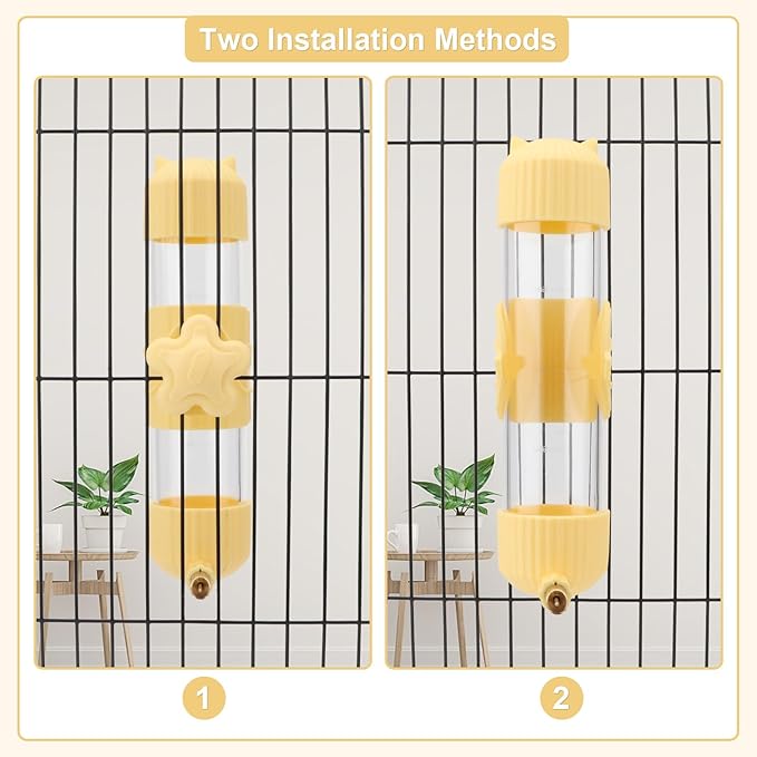 Wontee Bird Water Dispenser Parrot Waterer Automatic Bird Water Feeder for Medium Birds Cockatiel Conure Caique (Yellow (6.8oz))