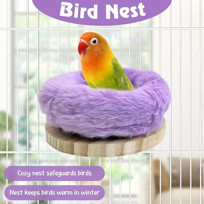 Hamiledyi Bird Bed for Cage Plush Parrot Hanging Hammock Warm Bird Nest Parrot Nest House Snuggle Hut Birds Sleeping Bed Soft Warm Hammock for Parakeet Lovebird Cockatoos Budgies(Purple)