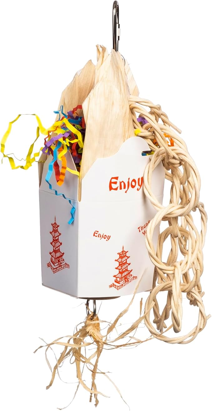 Prevue Pet Products Takeout - Playfuls Forage & Engage Bird Toy, Cage Accessories for Parrots, Conures, Cockatiels, Budgies, and Small to Medium Birds, Encourages Chewing, Climbing, and Shredding