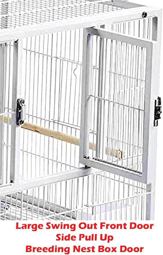 Triple Combo Stacker Sturdy Wrought Iron Center Divided Breeder Side Breeding Doors Bird Flight Double Rolling Cage for Aviaries Canaries Cockatiels Lovebirds Finches Budgies Small Parrots