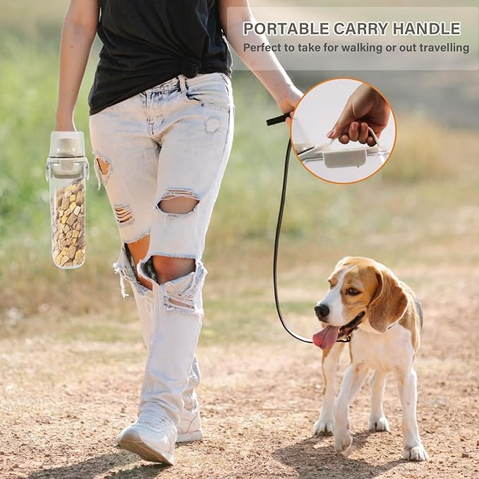 Pet Food Storage Container with Measuring Cup and Pour Spout - Airtight, Leakproof, Portable Pet Food Dispenser for Travel - 2.8L