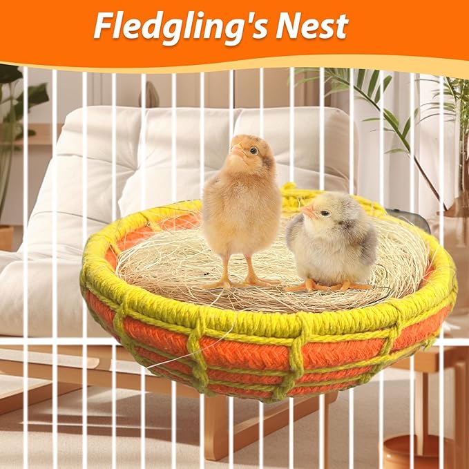kathson Bird Nest Parakeet Breeding Nest Bed with Natural Coconut Fiber Parrot Hemp Rope Weave Hatching Nesting Box for Cockatiel Canary Lovebird Budgie Conure and Small Parrots