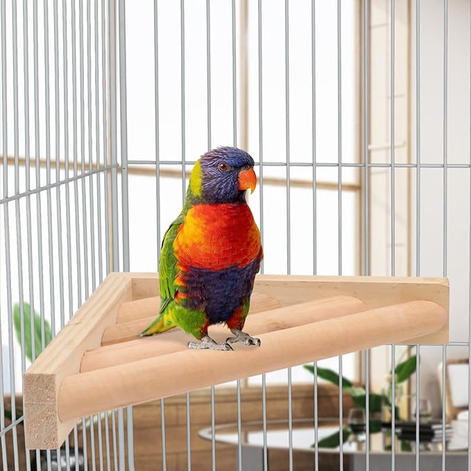 Litewoo Bird Perch Corner Platform Stand Shelf for Birds Budgie Parakeet Cockatiel Conure Cockatoo（2PC）