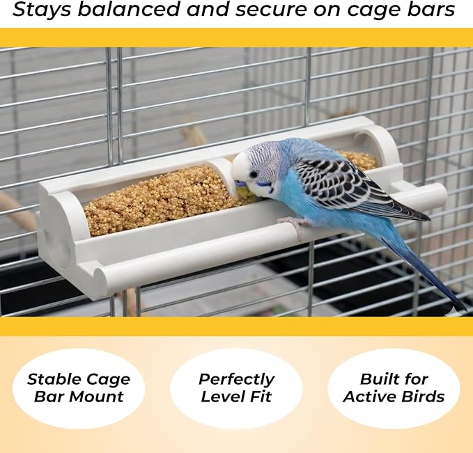 Premium Millet Holder - Mess-Capture Design for Clean Cages - Specially Designed for Small Birds Like Parakeets, Budgies, Lovebirds, Cockatiels, and Finches (Premium Marble Edition)