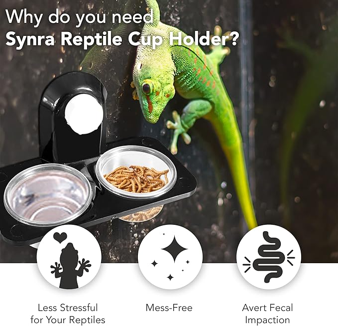 Crested Gecko Dual Feeding Ledge, Space Saving, Maximizes Floor Area, Feed Betta Fish Bloodworm, Window Bird Feeder, 20 Reusable Transparent Food and Water Cups
