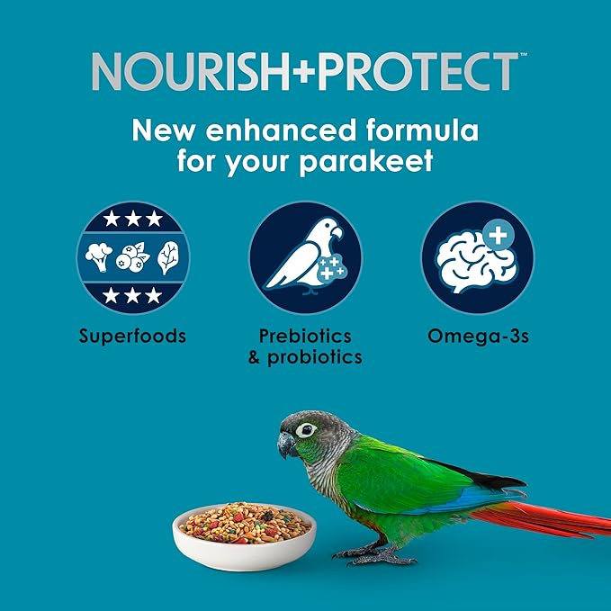 Kaytee Forti-Diet Pro Health Nourish+Protect Parakeet Food, Comprehensive Nutrition Backed by Science, Digestive Health, Immune Support, 25 pounds