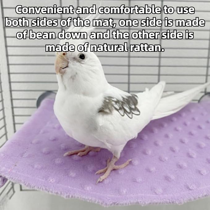 Bird Reversible Platform Bed Hammock Toy Hamster Warm Comfortable Hanging House Perch Stand for Parrot Parakeet Cockatiel African Grey Cockatoo Lovebird (Purple,S)