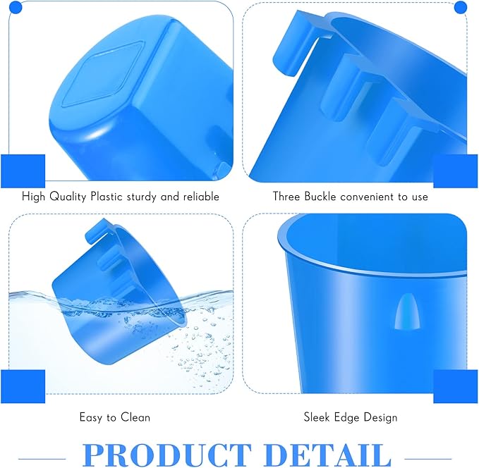 Sumind 60 Pcs Cage Cups Chicken Feeder Birds Hanging Feeders Seed Bowl 8 oz Plastic Water Bowl Hanging Chicken Gamefowl Waterer Feeding Watering Dish Coop Cups for Parrot Parakeet Poultry(Blue)