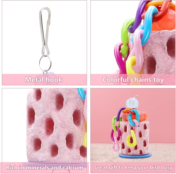 Wontee Bird Beak Grinding Parakeet Treats Bird Calcium Chewing Toy for Budgies Parakeet Cockatiel Conure Hamster (Random Color) (Small (1 pc))