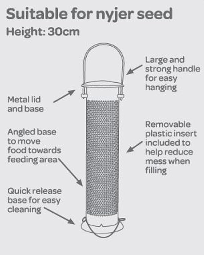 Peckish All Weather Metal Nyjer Seed Bird Feeder, Large