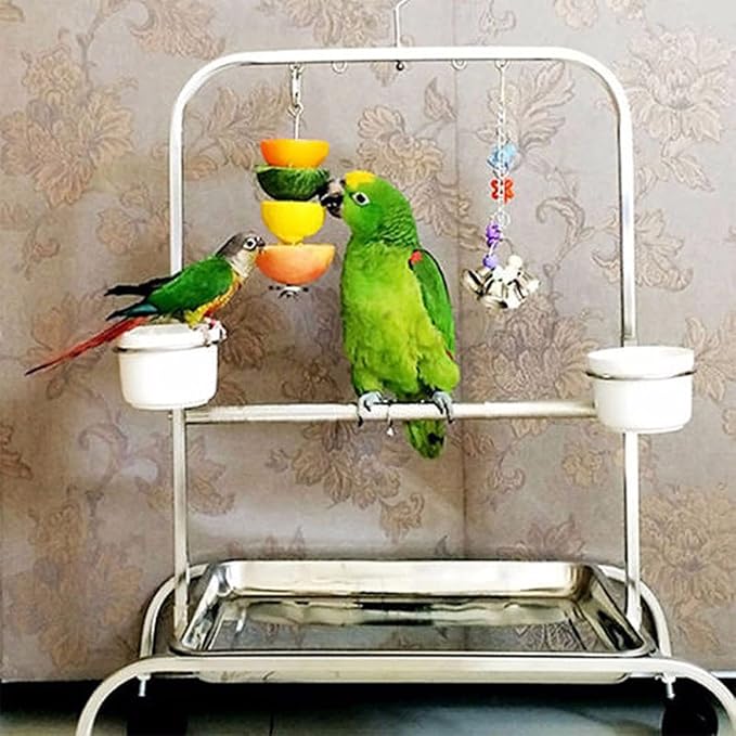 Bird Food Holder, Bird Feeder Toy, Stainless Steel Parrot Fruit Vegetable Stick Holder, Foraging Hanging Food Feeding Treating Tool Bird Treat Skewer
