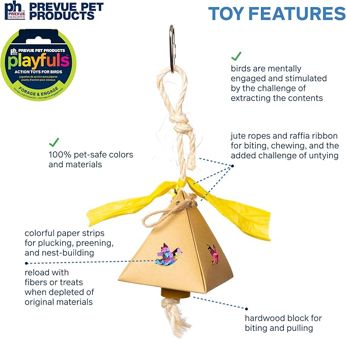 Prevue Pet Products Plucky Pyramid - Playfuls Forage & Engage Bird Toy 60244 (Pack of 2)