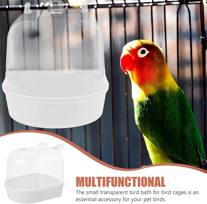 GALPADA Hanging Bird Bath Cube Transparent Bird Bathtub for Cage Indoor Outdoor Parakeet and Parrot Bathing Tub Easy to Clean Safe Pet Shower Box