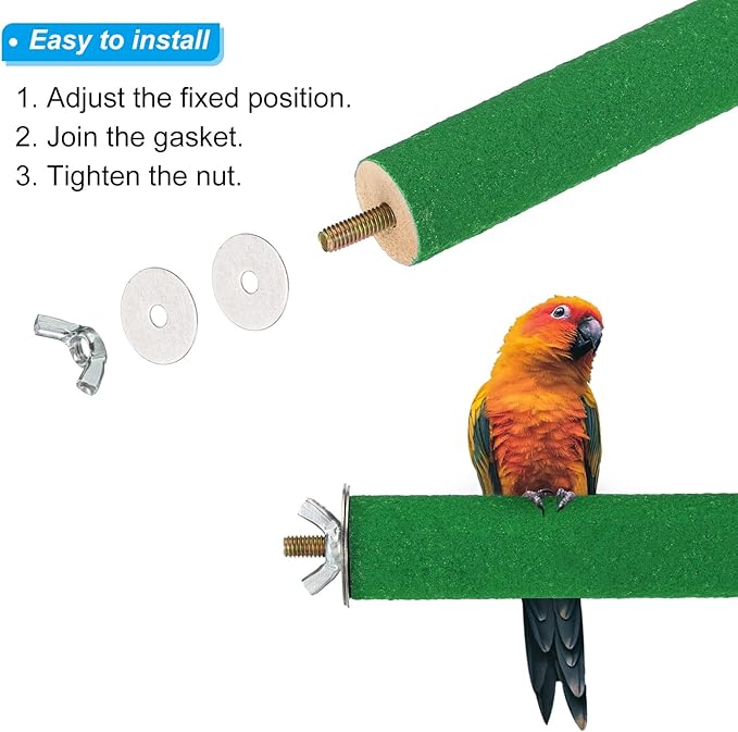 PATIKIL 1x12 Bird Paw Grinding Stick, Bird Wood Perch Stand Cage Accessory for Small Bird Parrot Lovebird Parakeet Cockatiel, Green