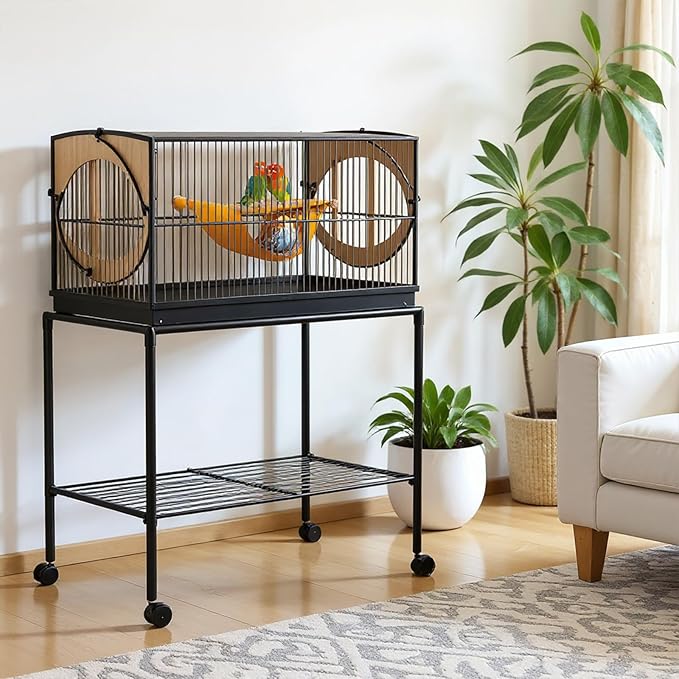 Lusofie Winter Warm Bird Nest Bed Hanging Hammock Snuggle Hut Bird Bed for Cage Parrot House Tent for Parakeet Budgies Cockatiels Lovebird Cockatoo Finch Hamster Chinchilla Guinea Pig(Yellow)