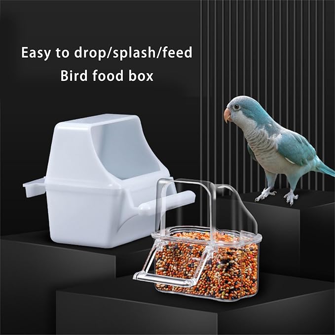 10pcs Clear Bird Feeder Feeding Box for Cage with Easy Installation and Spill Proof Design for Easy