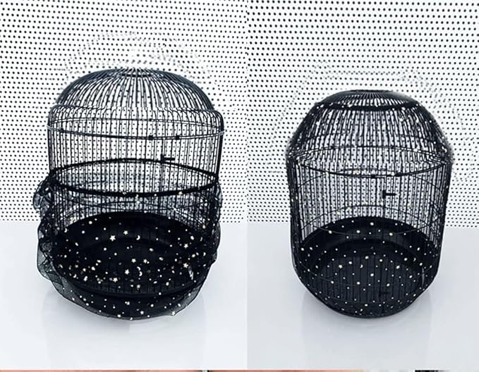 TJCGCKK 2 PCS Mesh Bird Cage Seed Catcher Birdcage Cover Bird Cage Skirt Guard Mesh Netting Twinkle Star for Round Square Cage