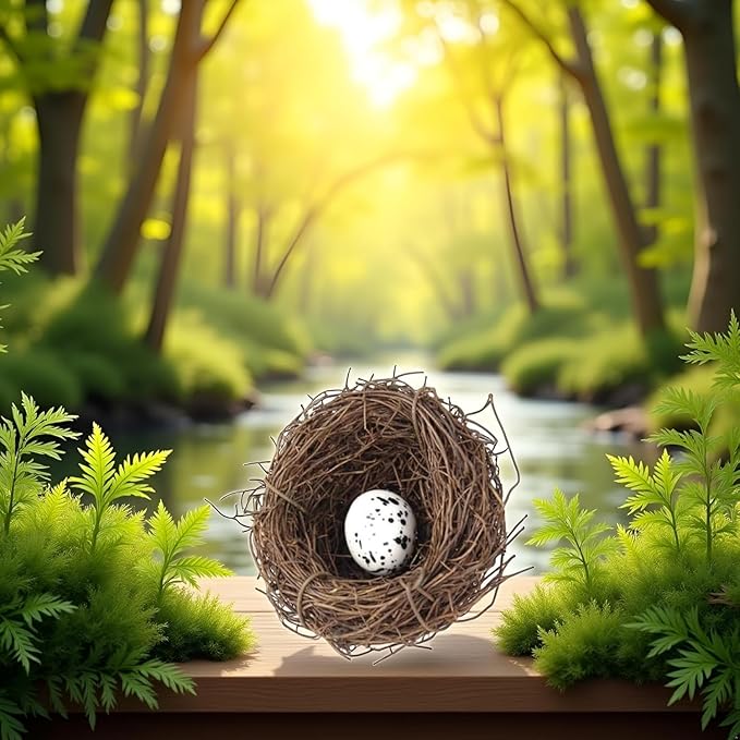 Birds Nest Easter Rattan Nest Decorating, Artificial Natural Bird Nest Kit for Easter Crafts Home Garden Decor Wedding Party Decor Easter Decor