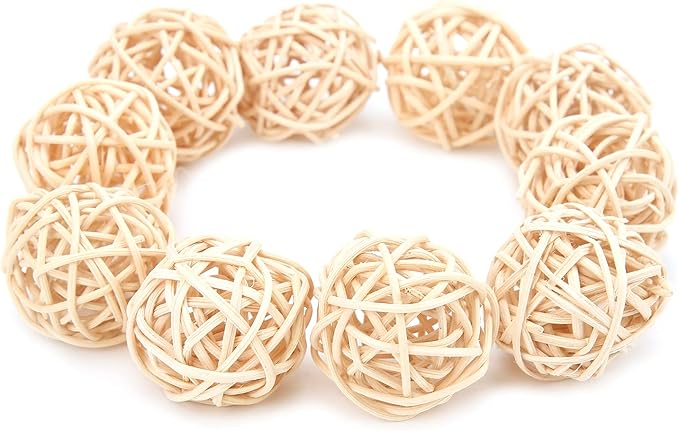 Rattan Balls, 10PCS Parrot Wicker Balls Bird Toy, 3CM Natural Parakeet Chewing Toys Decorative