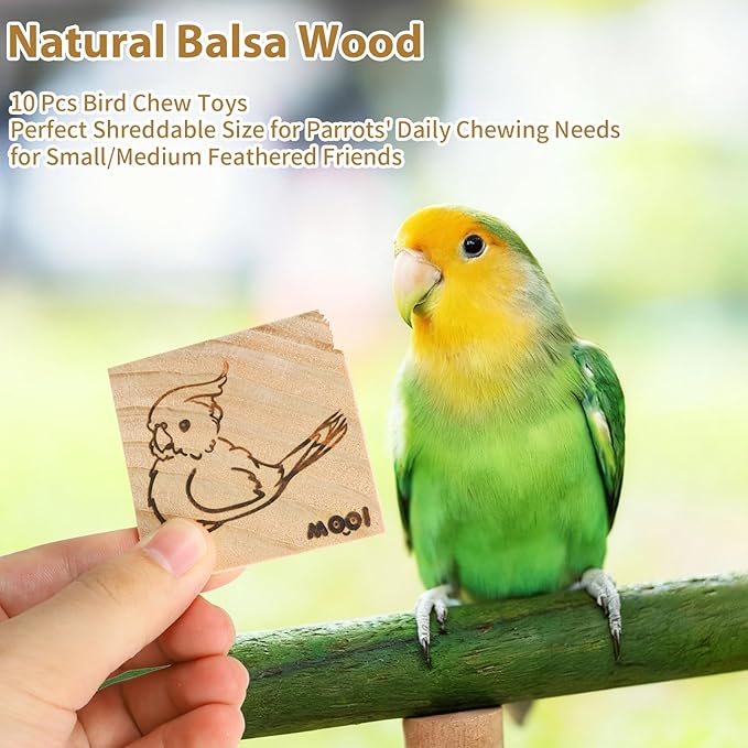 16 Pack Natural Balsa Wood Bird Chew Toys - World's Softest Wood, Safe Chewing Toys for Parakeets, Cockatiels, Lovebirds & Small Medium Birds. (Medium) (Medium 1)
