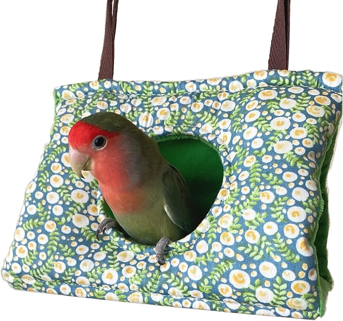 Cockatiel Bird Cage Winter Warm Tent House Conures Hammock Bedding Parrot Snuggle Hut Parakeets House Sleeping Hideaway with Pad Lovebirds Quaker