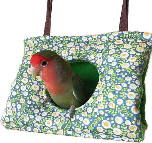 Cockatiel Bird Cage Winter Warm Tent House Conures Hammock Bedding Parrot Snuggle Hut Parakeets House Sleeping Hideaway with Pad Lovebirds Quaker