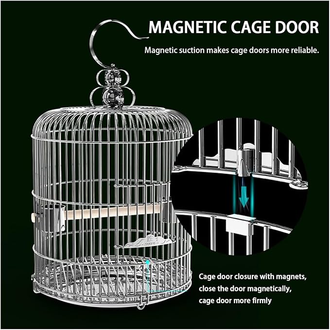 Aimery Bird Cage，Stainless Steel Birdcage，Small Bird cage，Bird Cages for Parrots，Travel Bird Cage，Bird Travel cage(V30G)