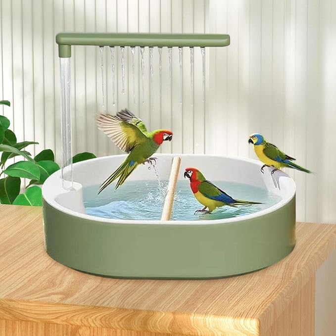Automatic Bird Bathtub Parrot Bath Shower Versatile Bathing Indoor Easy to Install Parakeet Bath Tub with Parrot Perch, Style A