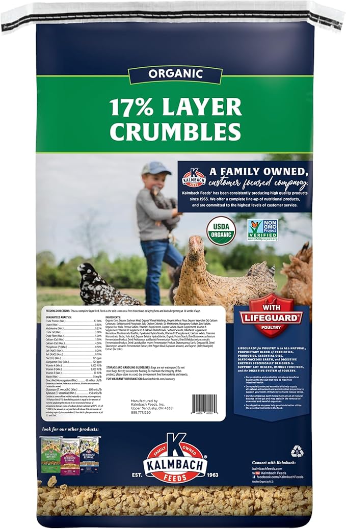 KALMBACH Feeds Organic 17 Layer Crumbles Chicken Feed, 35-LB Bag