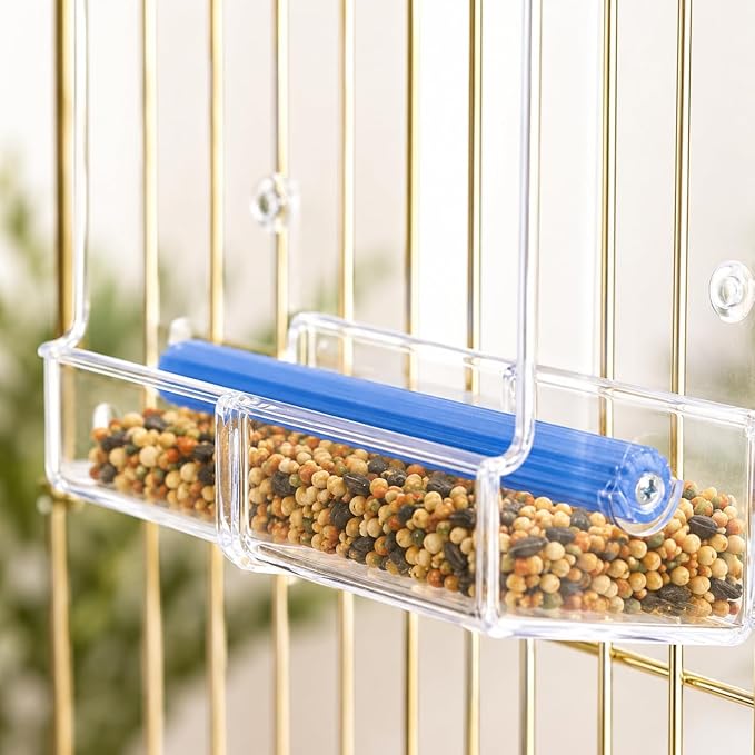 Bonka Bird Toys Seed No Mess Bird Feeder Parrot Cage Accessory Seed Treat Enclosure Pet, Canary, Parrotlet, Budgies, and Similar Breed Sizes