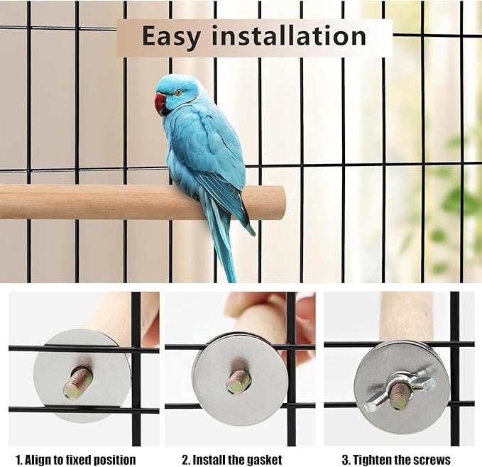 Woohome 7 PCS Natural Wood Bird Perch Stand, 5 Size Bird Parrot Perch Stand Set, Wooden Parrot Perch Stand for Parrotlets Cockatiels Budgies Parakeets