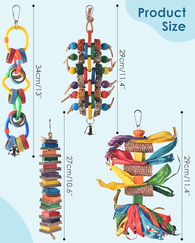 Bissap 4 PCS Bird Chew Toys, Multicolored Bagel Cascade Bird Parrot Toy Biting Paper Cardboard Olympic Rings Conures Toys for Amazon Cockatiels Cockatoos Macaws and Similar Sized Pet Birds