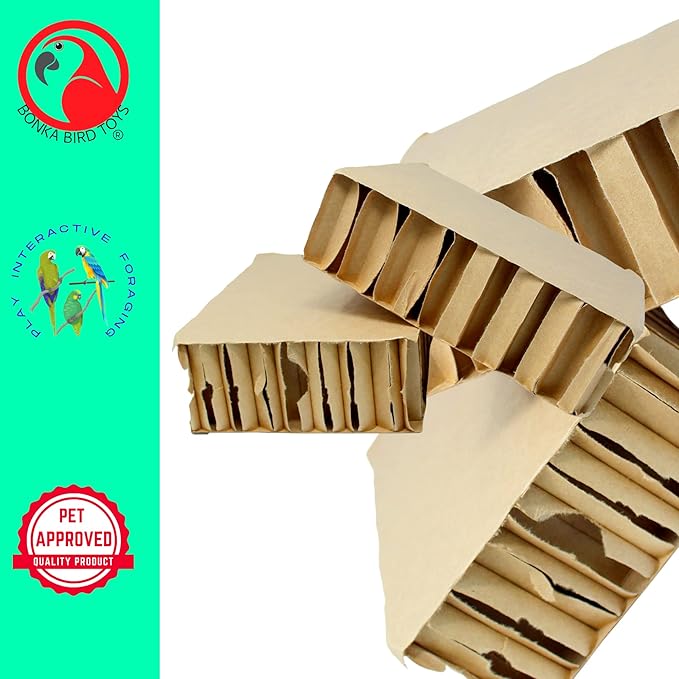 Bonka Bird Toys 2291 Pk2 Jumbo 9.25" Cardboard Blocks Parrot Foot Talon Cage Toy, Amazon, African Grey, Conure, and Similar