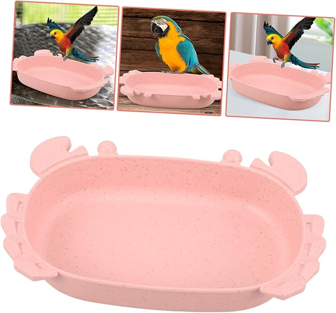 Parakeet Bath Tub for Cage Crab Themed Accessory with Non Slip Base for Parrots and Outdoor Birdcage Bathtub for Parrot Parakeets Cockatiels Canary