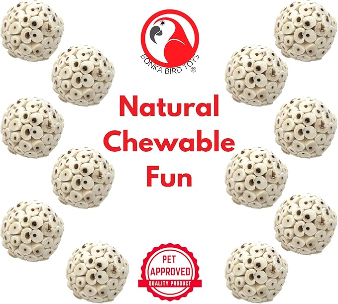 Bonka Bird Toys Mini Sola Atta Balls Foot Talon Craft Part Parrot Cage Toy Cockatiel, Conure, Caiques, and Similar Breeds (3892 Pack 12)