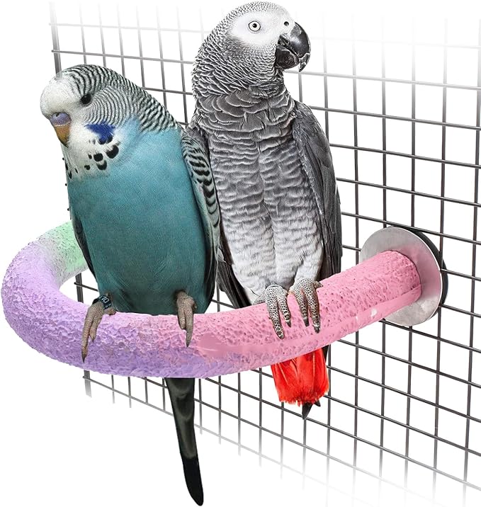 U Shape Parrot Perch Cage for 4cm Large Pad Fits Horizontal Vertical Bars Washable Bird perches Washable Colorfast Resin Perch for Budgies, Cockatiels to Trim Nails Beak Naturally