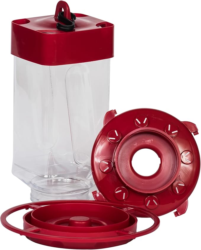 First Nature, 32oz. Hummingbird Square Bee Proof Feeder, Economical 32 Oz Bottle: Makes Up to 128 Oz of Nectar When Mixed with Water, 993055-306