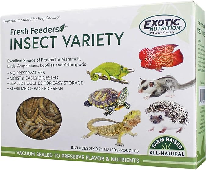 Fresh Feeders (Insect Variety) - All Natural High Protein Insect Treat - Single Serving Pouches - Chickens, Wild Birds, Hedgehogs, Bluebirds, Reptiles, Sugar Gliders, Opossums, Skunks, Lizards
