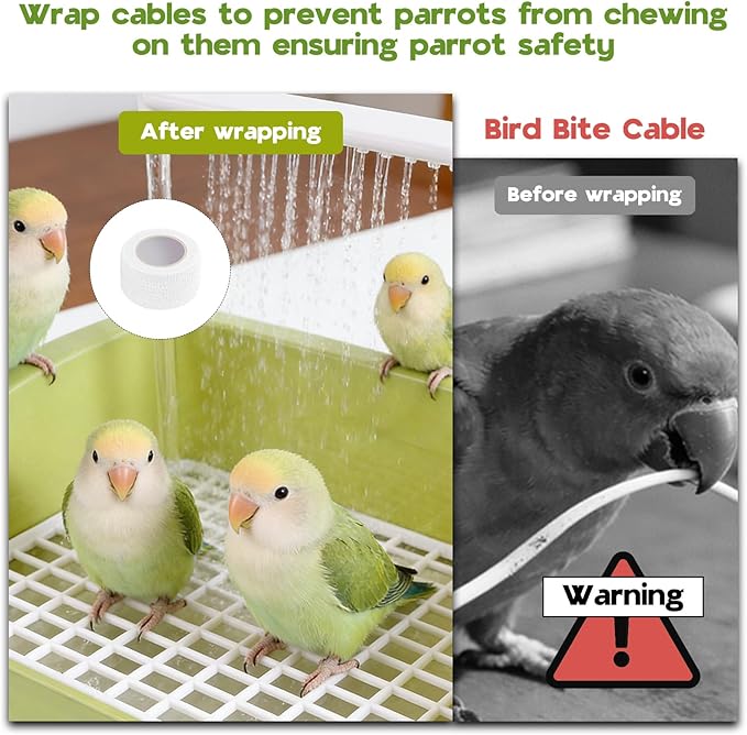 Parrot Bathtub, Large Bird Shower Fountain, Automatic Bird Bath, Parrot Bath Shower, Automatic Bathtub with Circulating Faucet, Indoor Fountain with USB Pump, Green