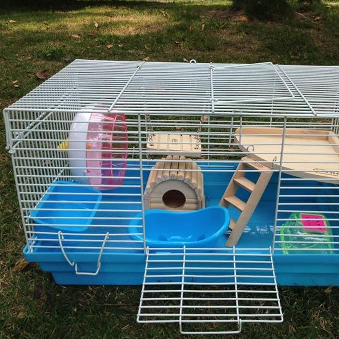 Pet Feeder Small Animal Water Food for Case with Hooks Cage Hook Cup Bowl Rectangle for Bird Hamster Parrot