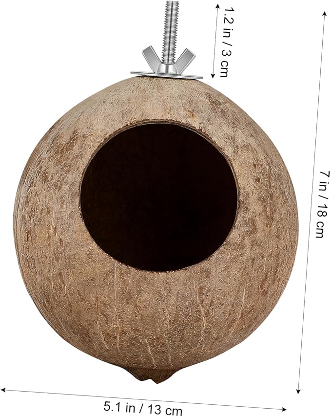 ibasenice Coconut Shell Bird Nest - Handmade Parakeet, Canary, Finch Breeding House - Natural Bird Cage Accessory for Yard and Garden Decoration