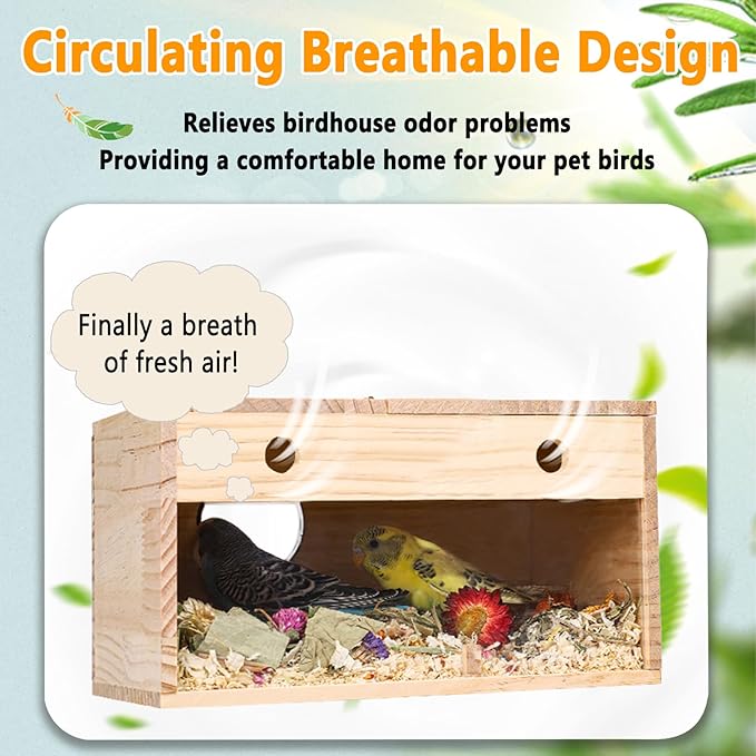 kathson Parakeet Nesting Box,Transparent Parrots Breeding Mating Boxes Nest House,Bird Cage Nesting Box for Cockatiel,Budgie,Lovebirds,Conure,Finch,Canary,M