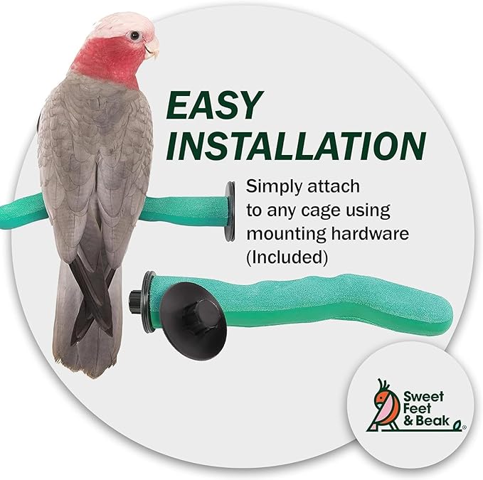 Sweet Feet & Beak Safety Pumice Bird Perch, Large 1-1/2" X 12", Lightweight Grinding Bird Perches for Cage - Bird Nail Trimming Perch for Healthy Beak & Feet - Multi-Size & Color Parrot Stand - Blue