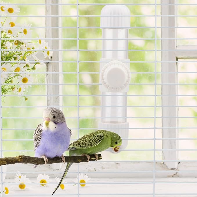 Hypeety 7.4 Fl Oz Leak-Proof Bird Water Bottle for Cage Clear No Spill Automatic Parrot Water Dispenser with Spring Valve for Small Parrots Budgies Finches Cockatiels Lovebirds (White, 7.4 oz/220 ml)
