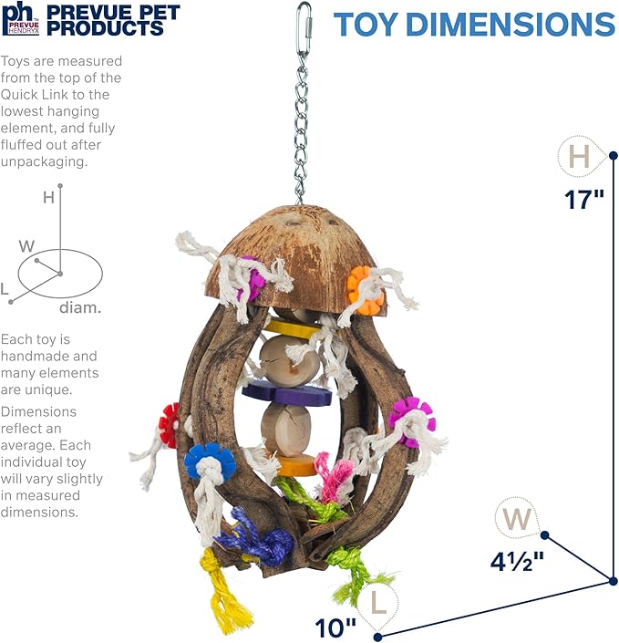 Prevue Pet Products Jellyfish Bird Toy - Accessories for Parrots, Conures, Cockatiels, Budgies, and Medium to Large Birds, Hanging Cage Toy for Foraging, Exploration, Beak Exercise and Enrichment