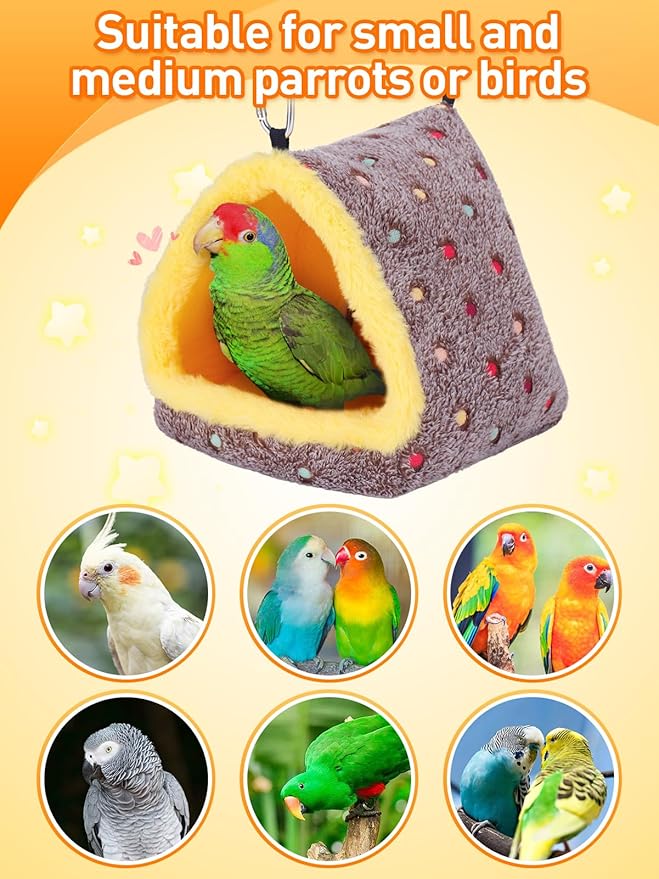 Medium Winter Warm Bird Nest for Cage - Comfortable Bird Bed with Support Board, Hanging Hammock Shed Hideaway Hut Gift for Cockatiel Monk Parrots Sun Conure